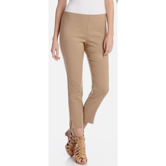 NWT Karen Kane Khaki Brown Soft Stretch Clean Front Cropped Pants-sz 10 - Picture 1 of 11